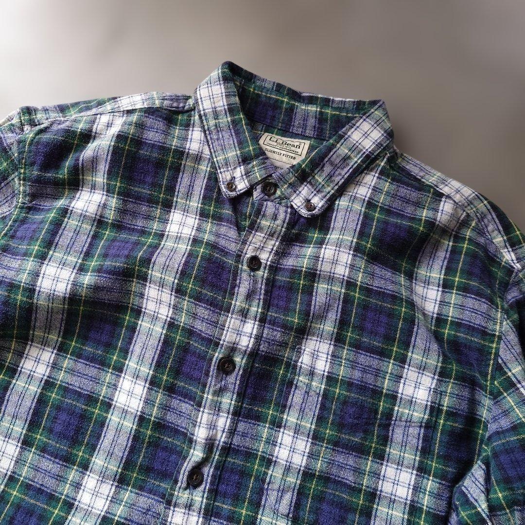 90s LLBEAN check flannel shirts L