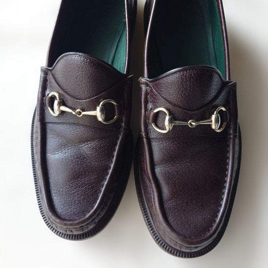 GUCCI horse bit loffer brown 71/2 inch 25.5cm-26.5.cm