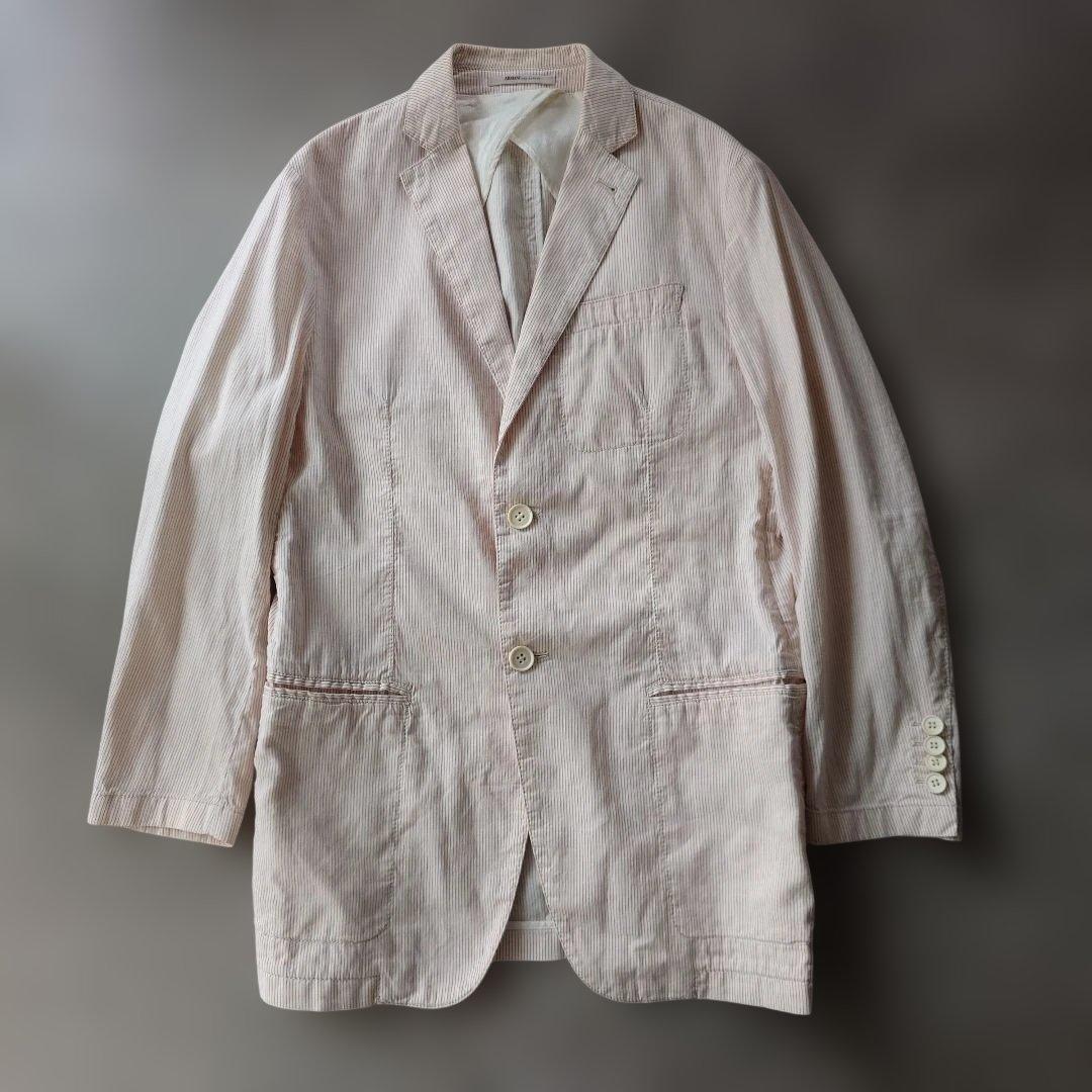 ARMANI cotton linen stripe jacket 46