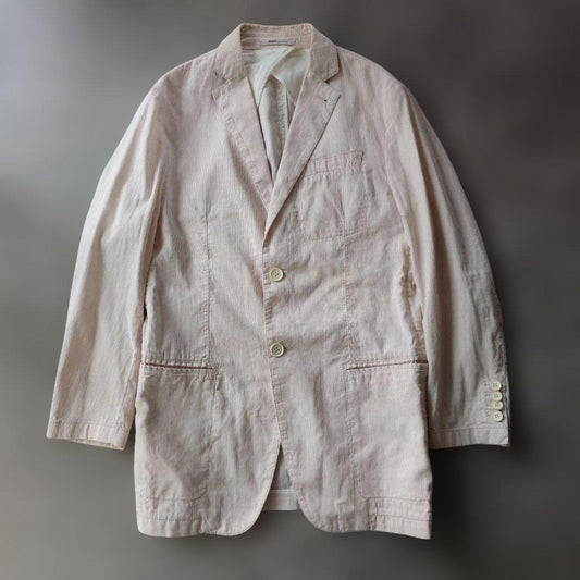 ARMANI cotton linen stripe jacket 46