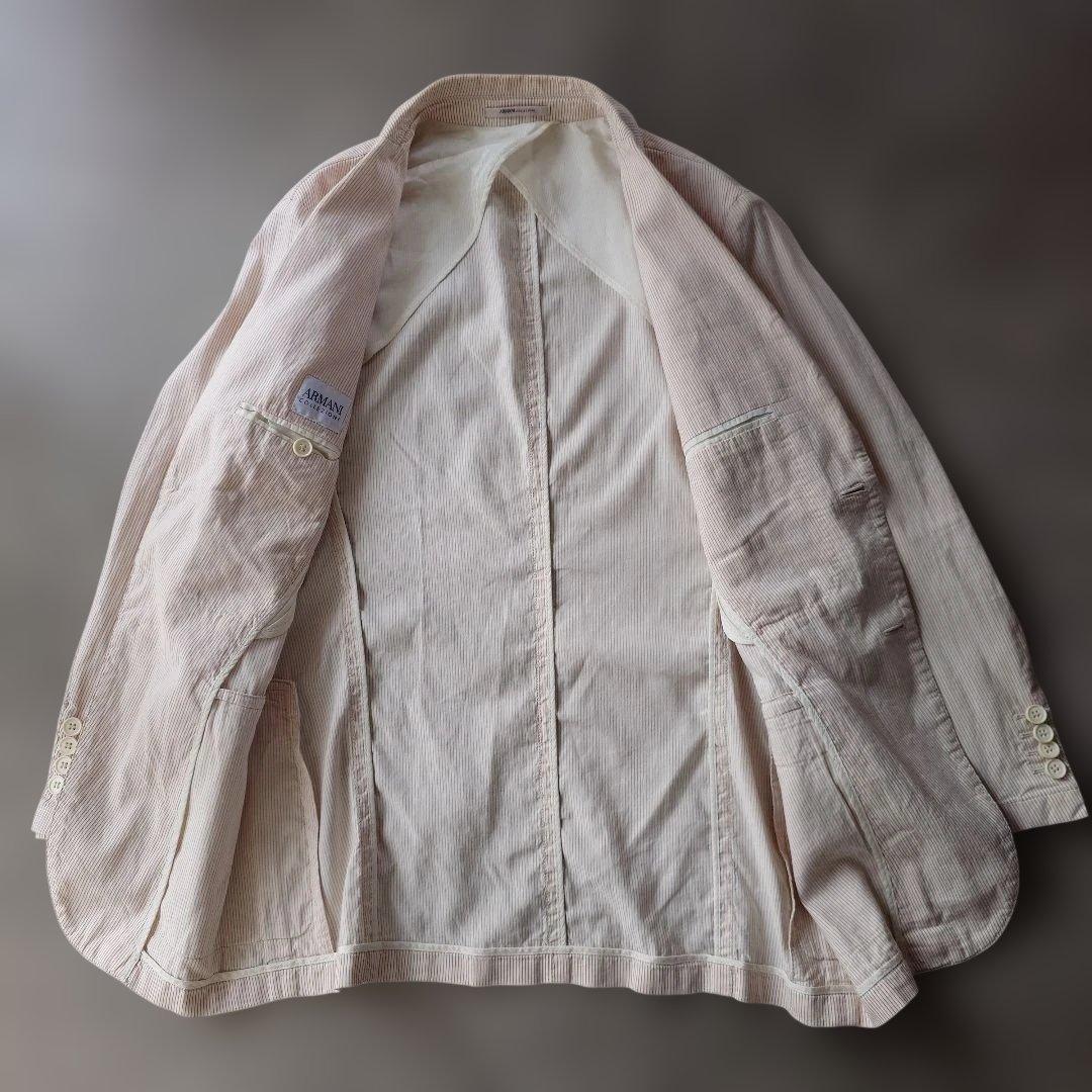 ARMANI cotton linen stripe jacket 46