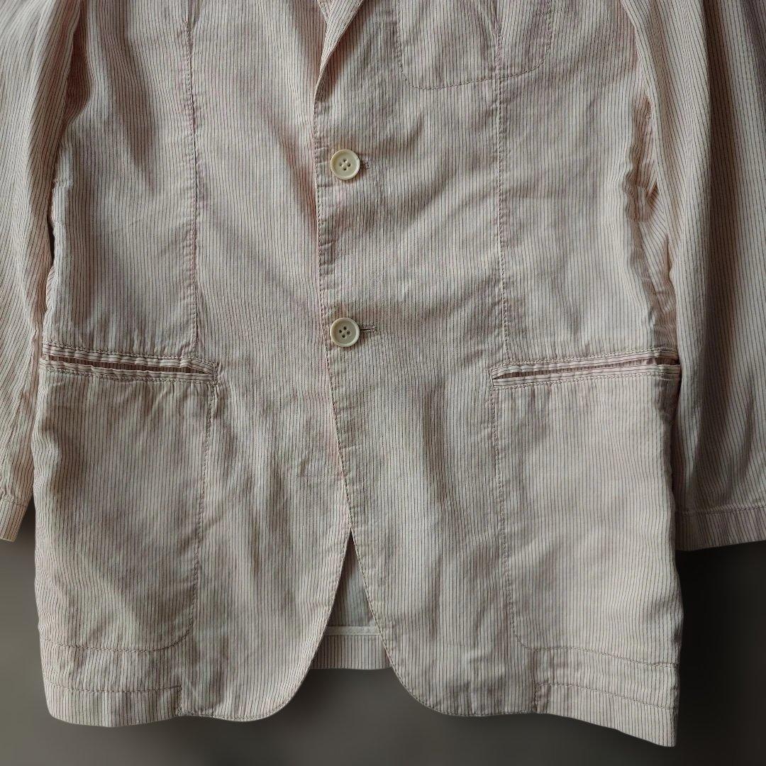 ARMANI cotton linen stripe jacket 46