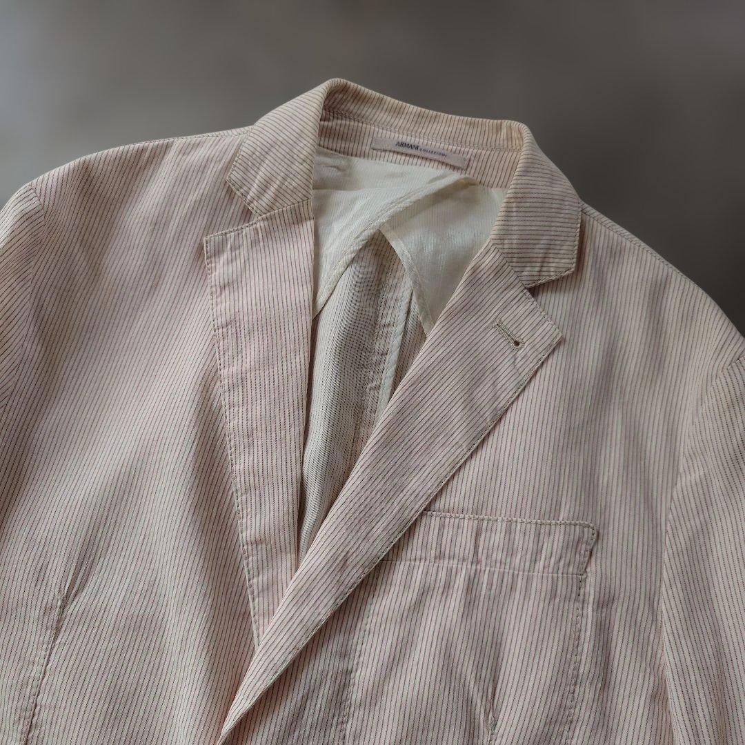 ARMANI cotton linen stripe jacket 46