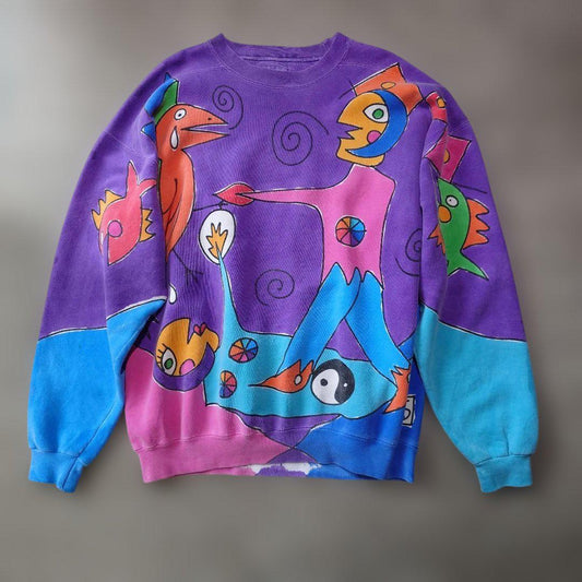 ALLOVER print sweat  made in USA XL
