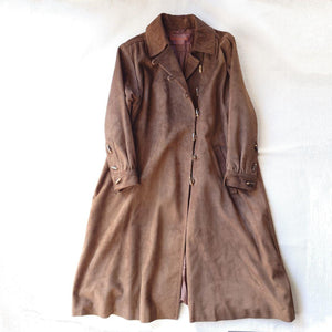 Old yves saint lauren women leather coat M オールド　イヴ・サンローラン　ヌバック　レザー　トレンチコート　M