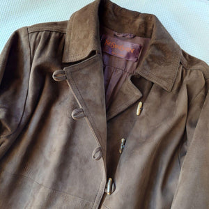 Old yves saint lauren women leather coat M オールド　イヴ・サンローラン　ヌバック　レザー　トレンチコート　M