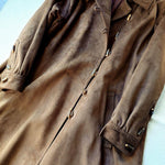画像をギャラリービューアに読み込む, Old yves saint lauren women leather coat M オールド　イヴ・サンローラン　ヌバック　レザー　トレンチコート　M
