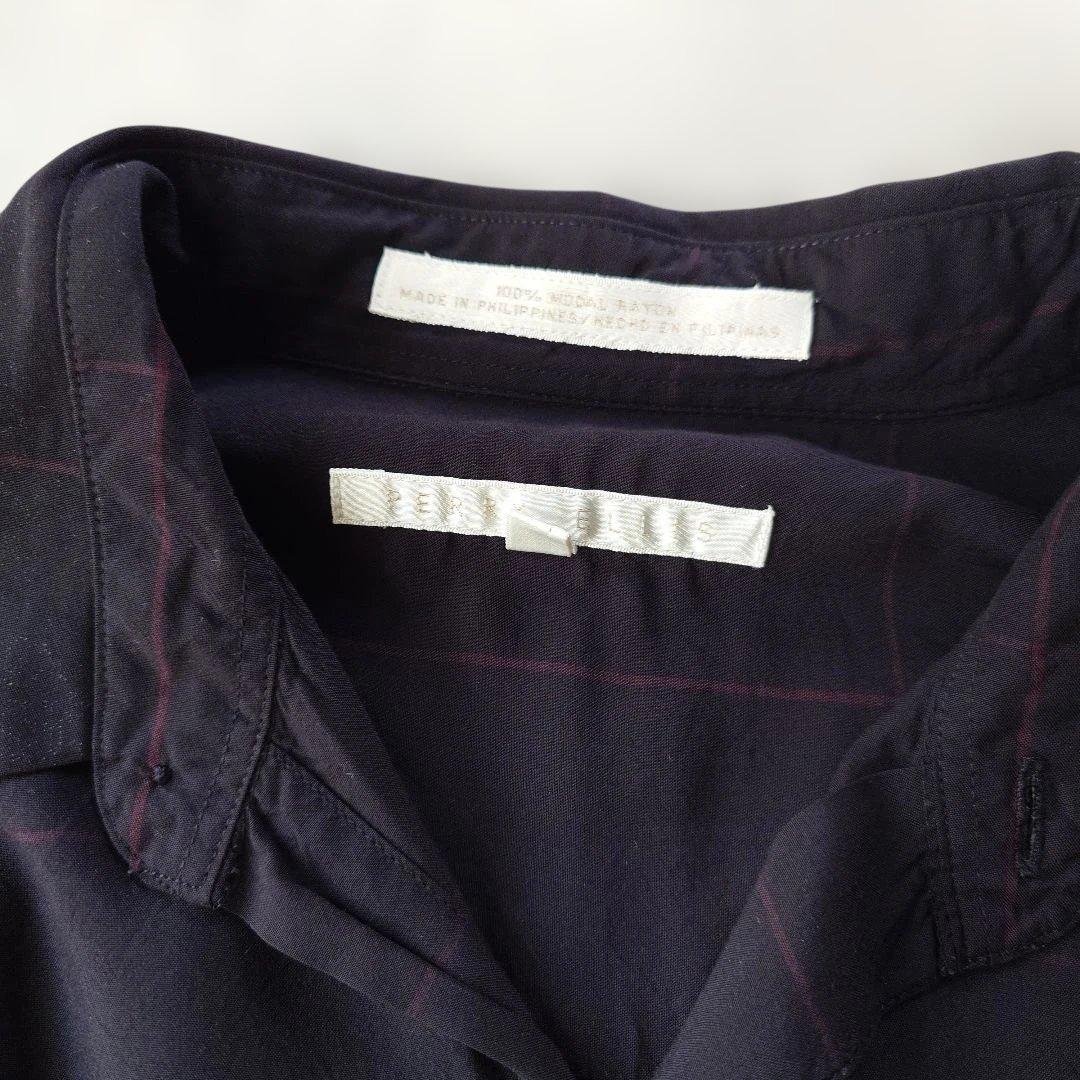 PERRYELLIS modal rayon big check shirts M