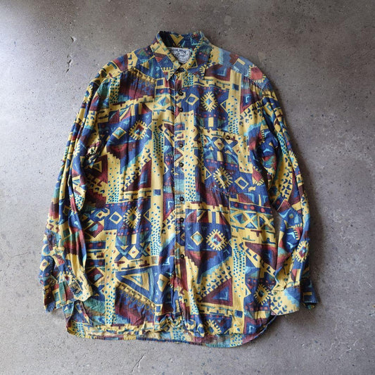 Used rayon ethnic pattern shirts M