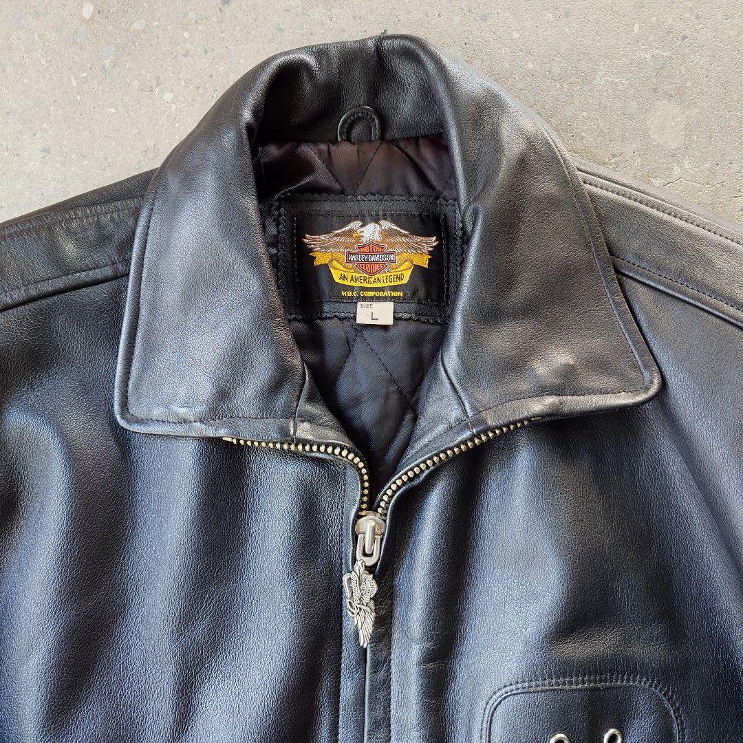 Harley Davidson Leather Jacket HDC 90's Lハーレーダビッドソン レザージャケットL ロゴワッペン 9 –  ALLTHAT