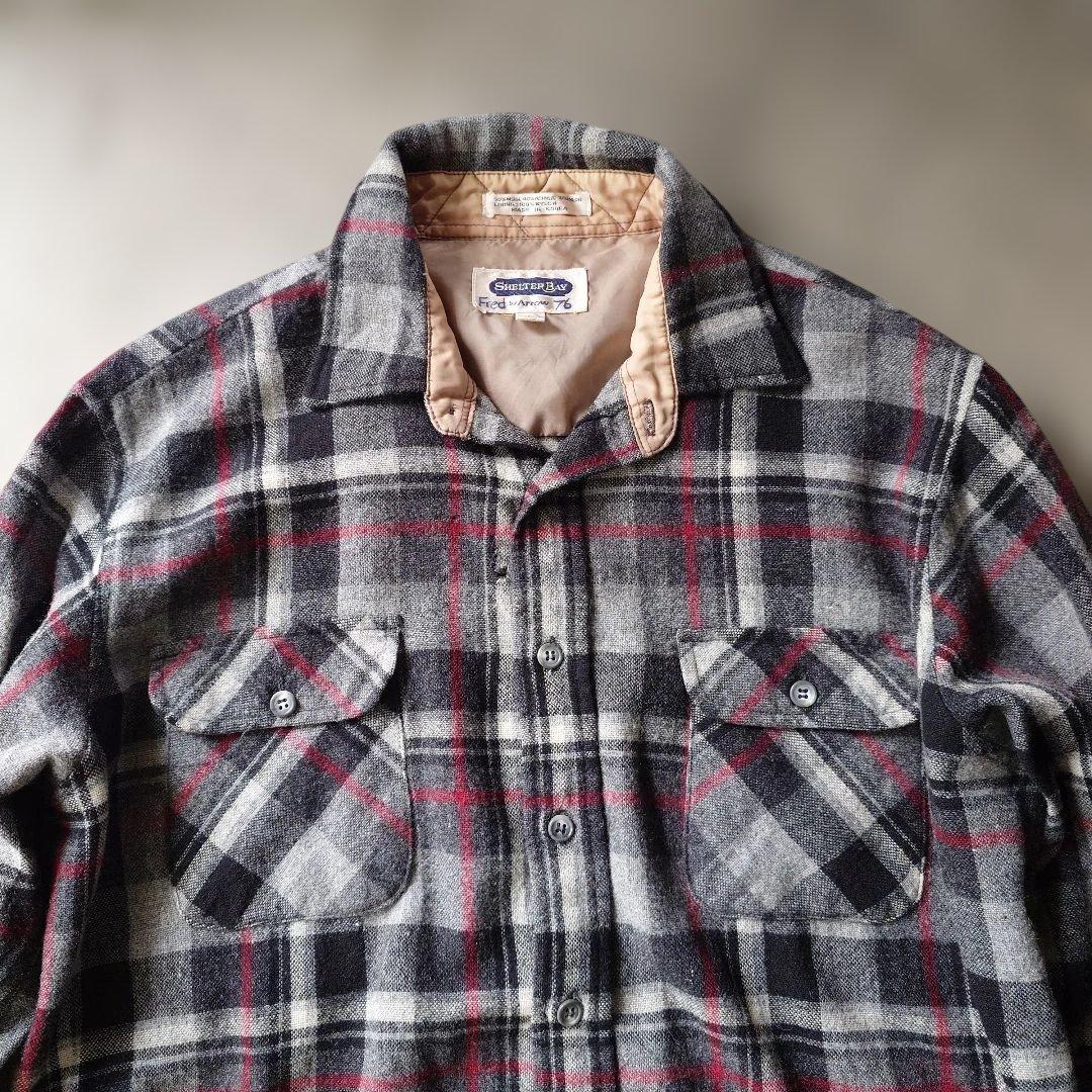 80s shelter bay wool board shirts Lウール ボードシャツ ネルシャツ