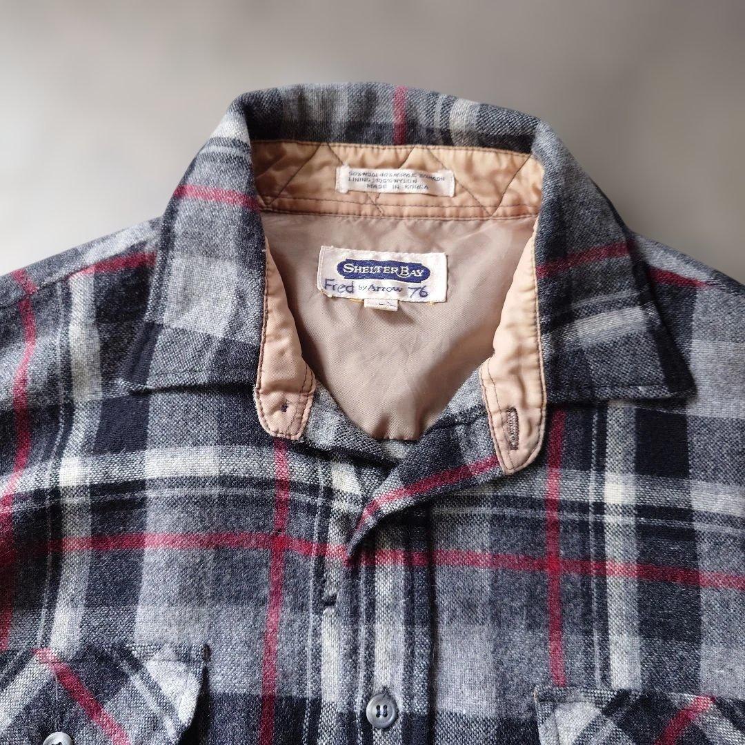 80s shelter bay wool board shirts Lウール ボードシャツ ネルシャツ