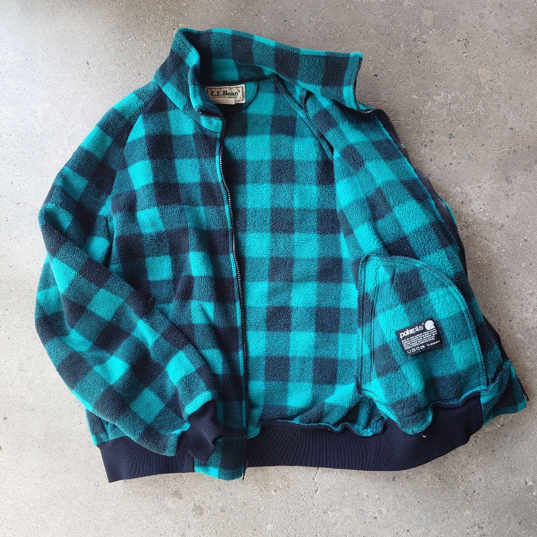 80年代L.LBEAN buffalo check fleece made in USA XL 　エルエルビーン　バッファローチエック　フリース　L.LBEAN