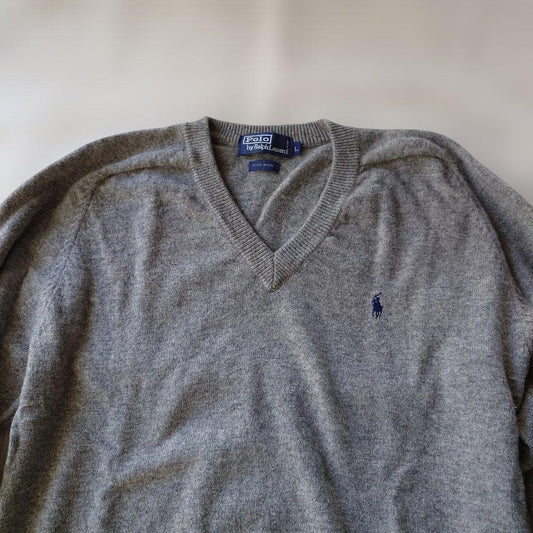 90s poloralphlauren lambs wool V neck knit L