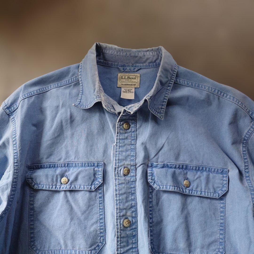 LLBEAN work shirts M faded damage sax