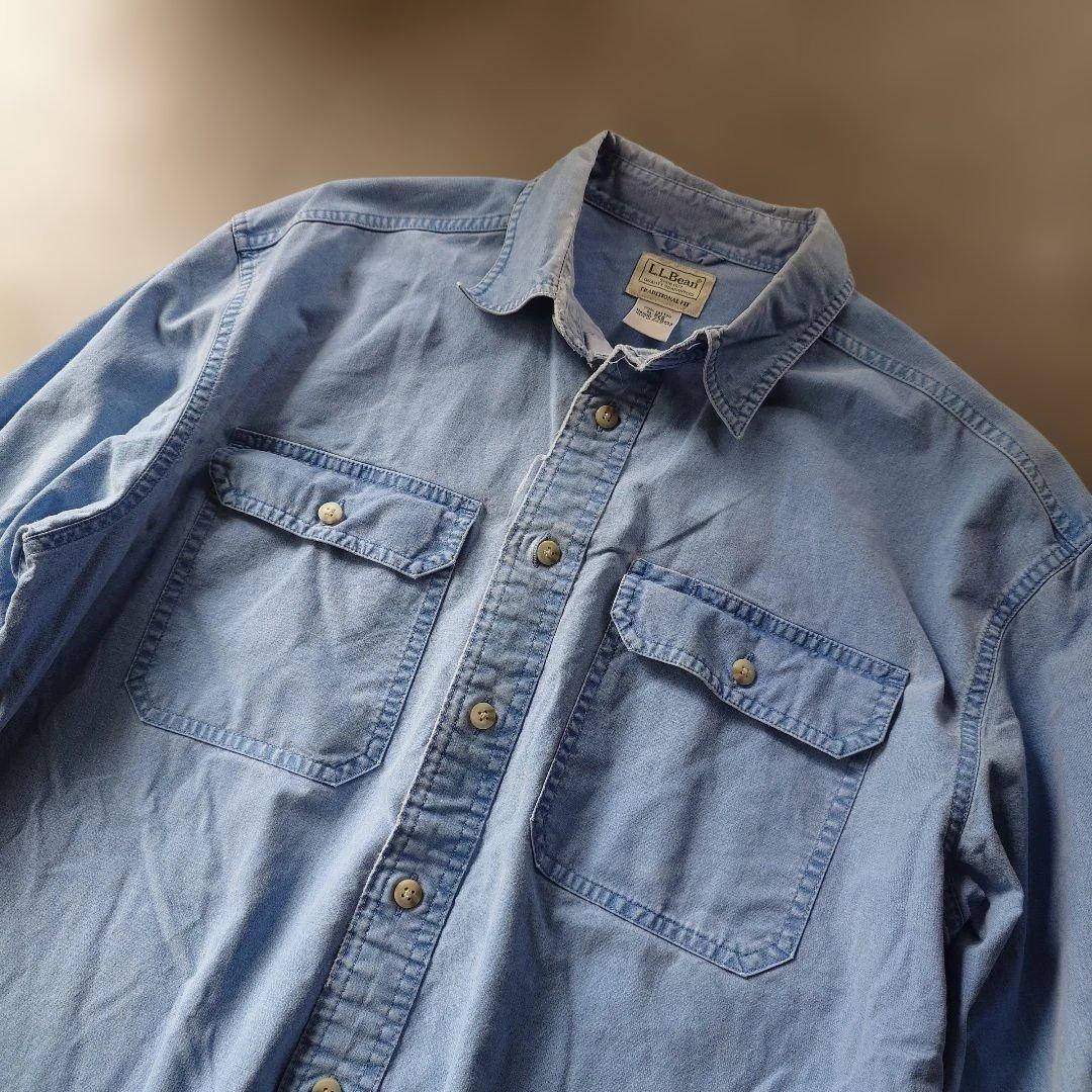 LLBEAN work shirts M faded damage sax
