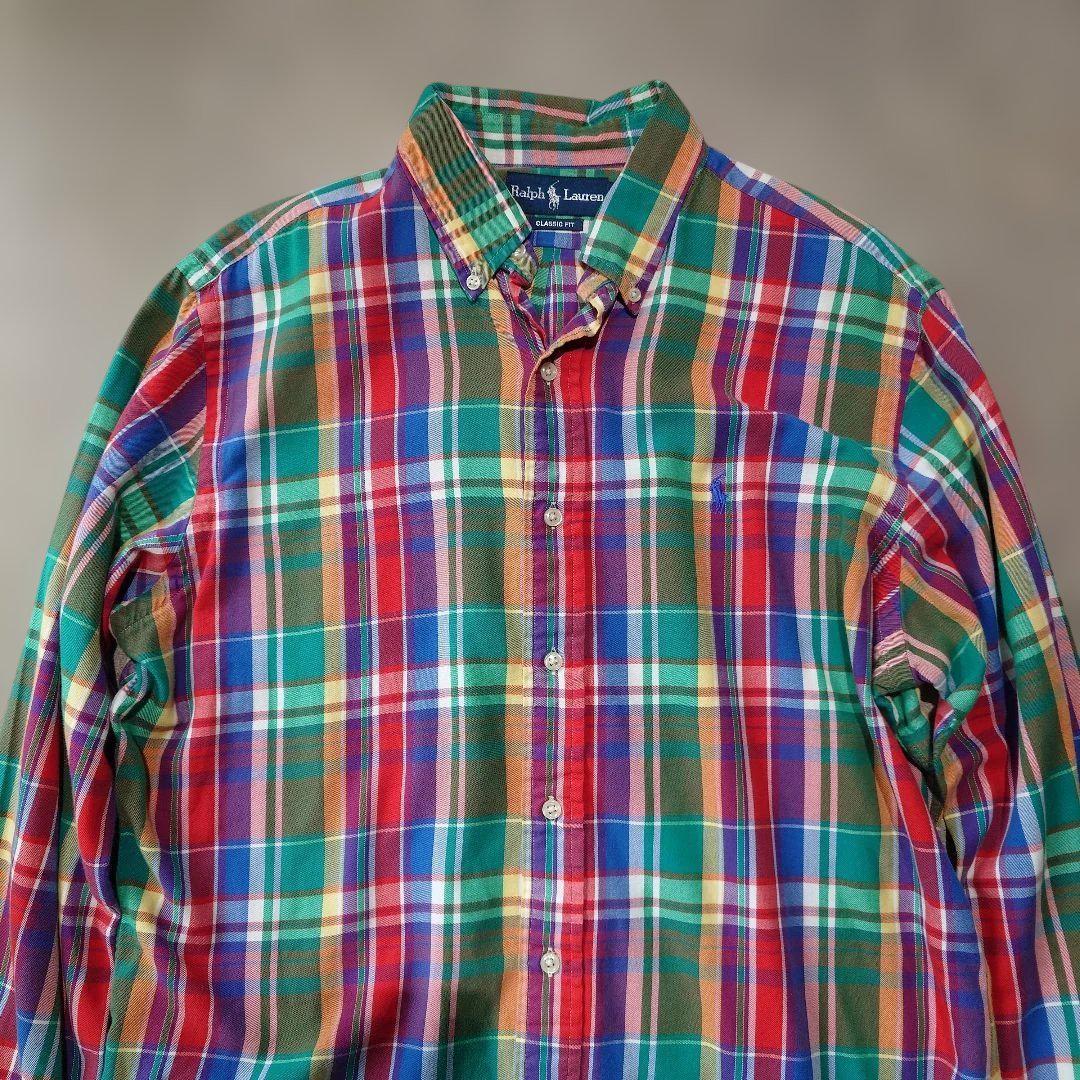 poloralphlauren madras check shirts M
