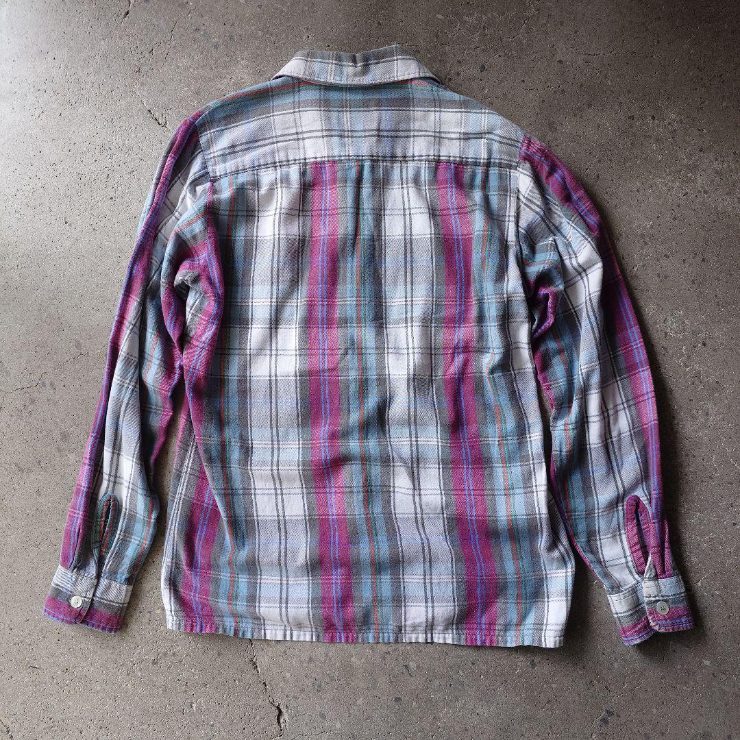 60s open collar board shirts flannel shirts made in USA sz M