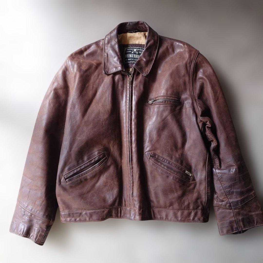 itinerance cowhide military trucker leather jacket L