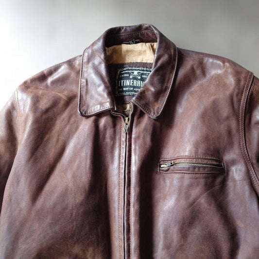 itinerance cowhide military trucker leather jacket L