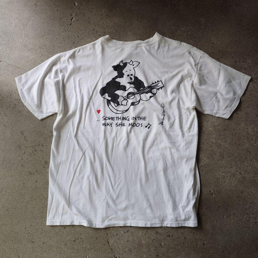 90s single print tee guitar cow XL
