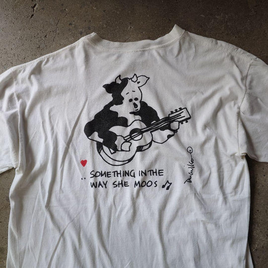 90s single print tee guitar cow XL