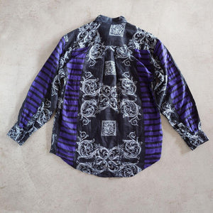 GOOUCH LINEN SHIRTS  グーチ デッドストック 麻シャツ　柄シャツ　切り替えデザイン