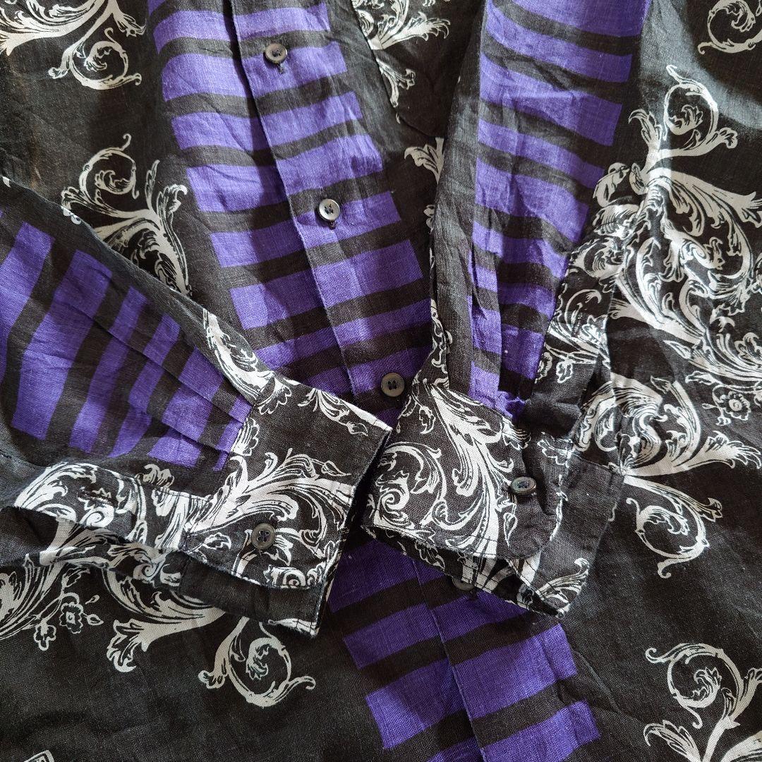 GOOUCH LINEN SHIRTS  グーチ デッドストック 麻シャツ　柄シャツ　切り替えデザイン