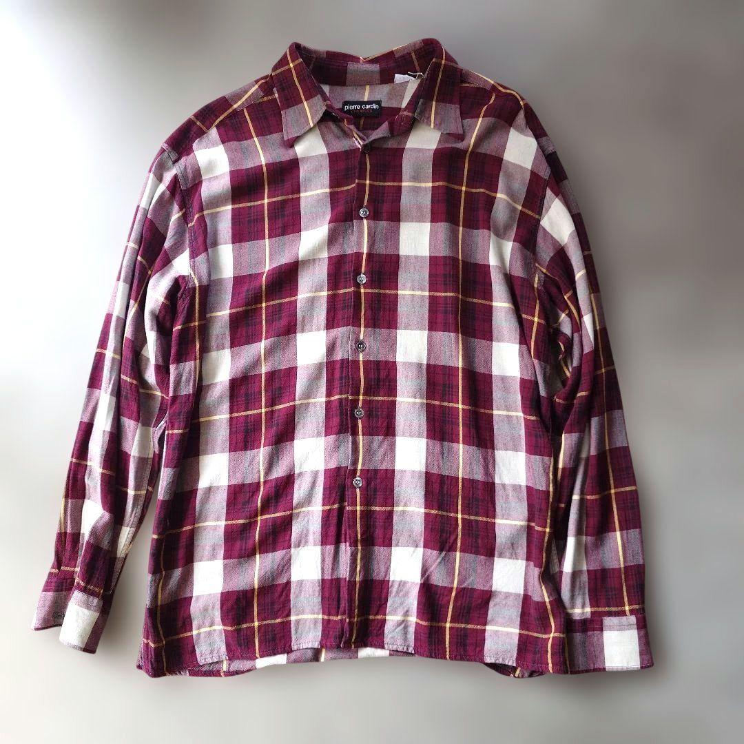 70s pierre cardan rayon open collar shirts L