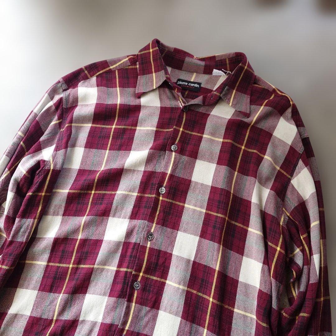 70s pierre cardan rayon open collar shirts L