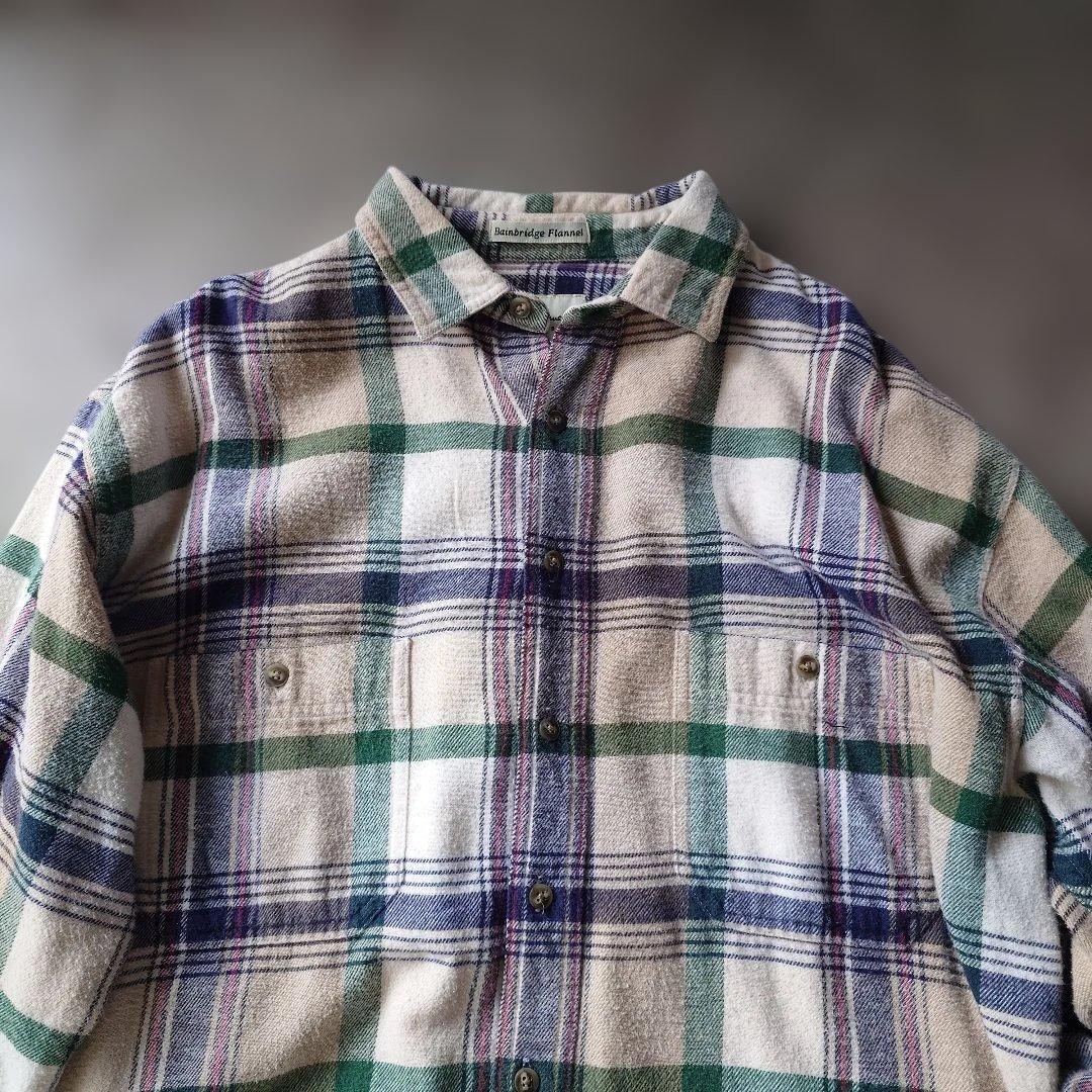 90s　Eddiebqauer flannel check shirts L