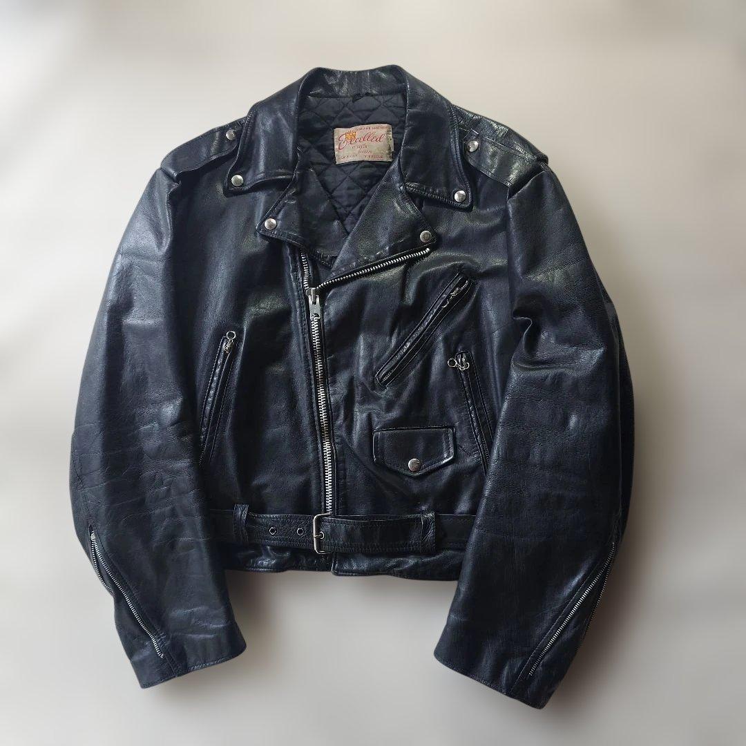 80s EXCELLED Leather double riders jacket sz 46 XL