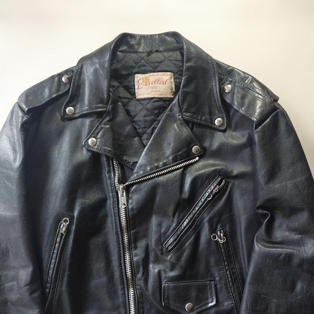 80s EXCELLED Leather double riders jacket sz 46 XL