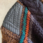 画像をギャラリービューアに読み込む, Used Leather Patch Knit 古着　ユーズド　レザーパッチ　デザイン　ニット　セーター　Ｌ相当
