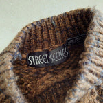 画像をギャラリービューアに読み込む, Used Leather Patch Knit 古着　ユーズド　レザーパッチ　デザイン　ニット　セーター　Ｌ相当
