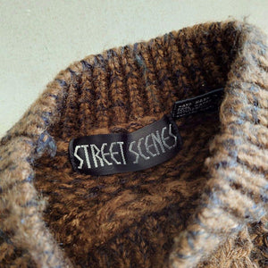 Used Leather Patch Knit 古着　ユーズド　レザーパッチ　デザイン　ニット　セーター　Ｌ相当
