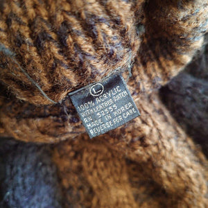Used Leather Patch Knit 古着　ユーズド　レザーパッチ　デザイン　ニット　セーター　Ｌ相当