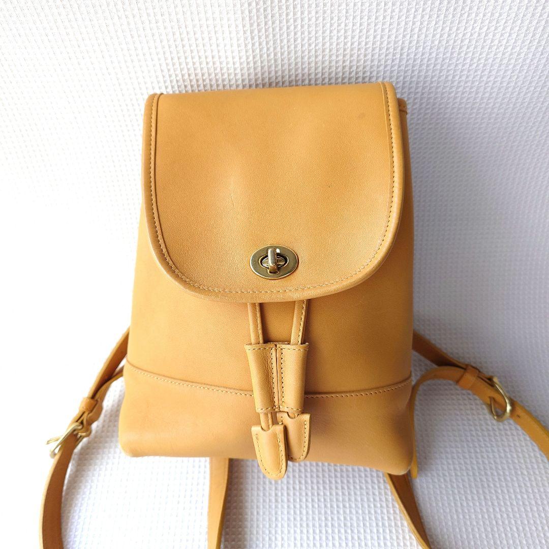 old coach USA オールドコーチ　レザーショルダーバッグ　リュック　イエロー