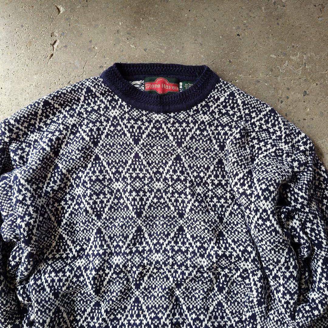used cotton heavy knit L stone haven USA