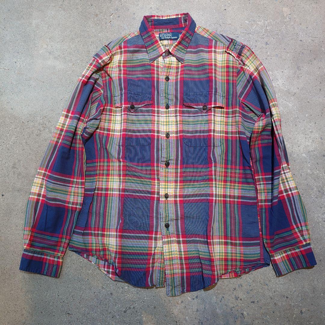 90s Poloralphlauren Madrass Ls shirts L