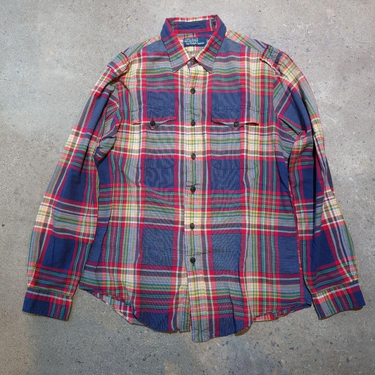 90s Poloralphlauren Madrass Ls shirts L