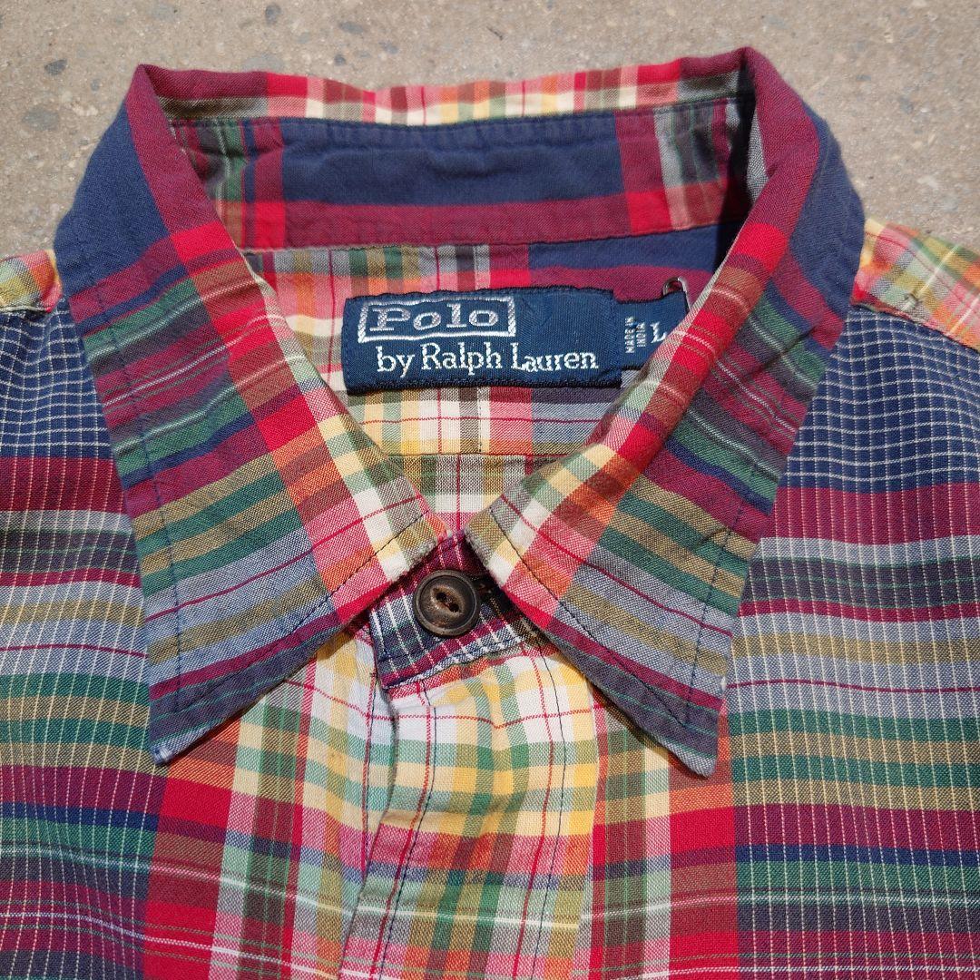 90s Poloralphlauren Madrass Ls shirts L