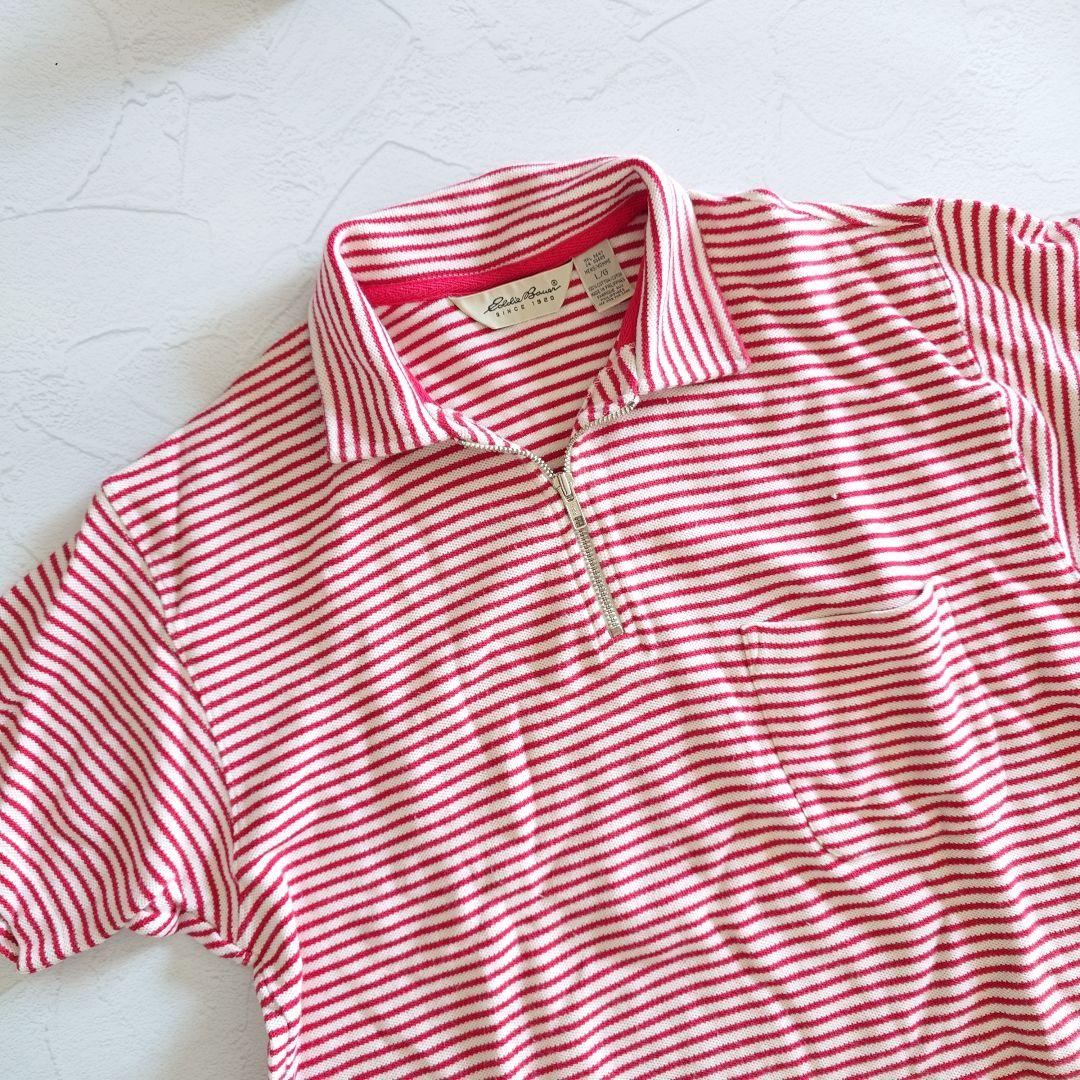 90's EDDIE BAUER POLO 90年代　エディバウアー　ジップアップ　ボーダーポロシャツ