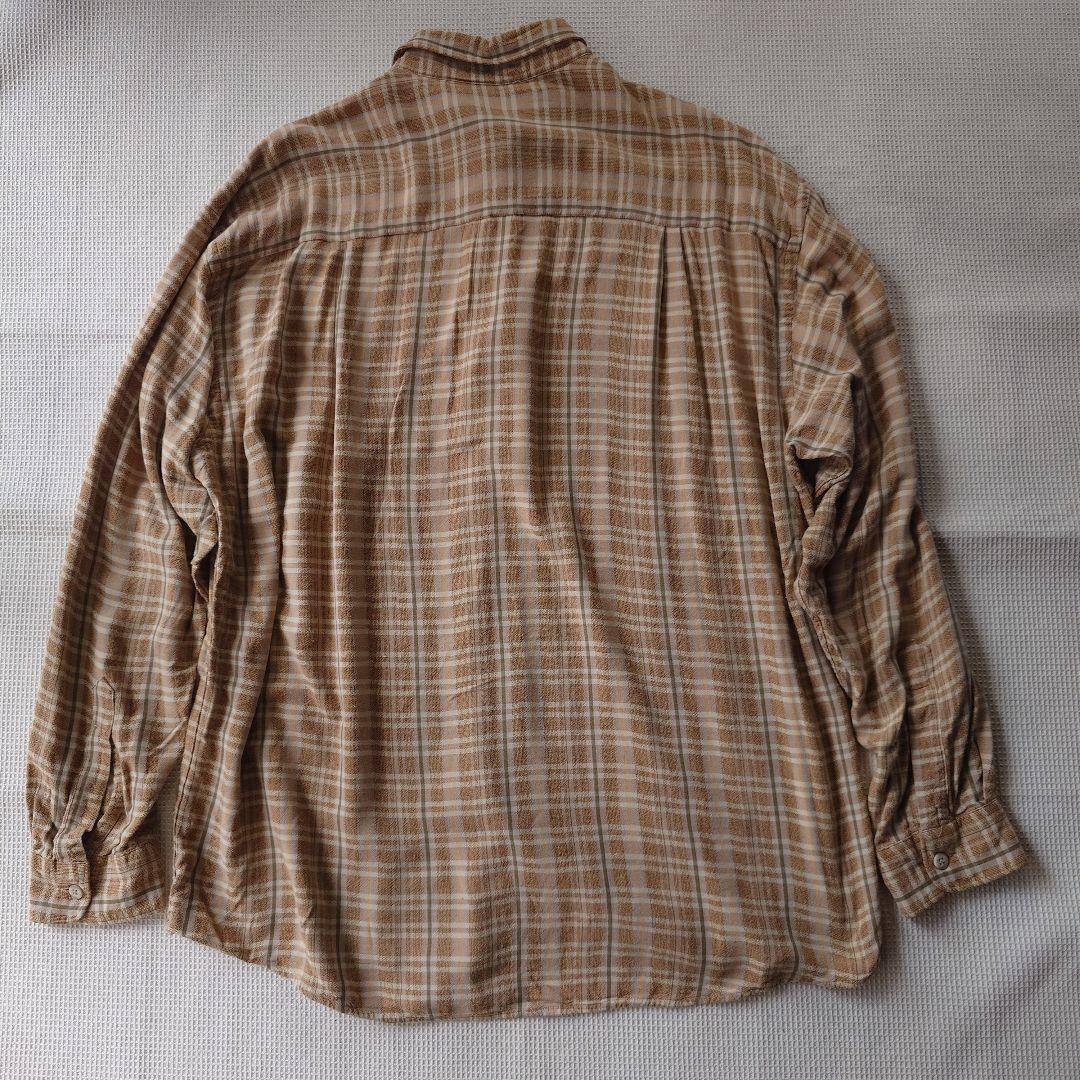 80s claibone rayon check shirts L