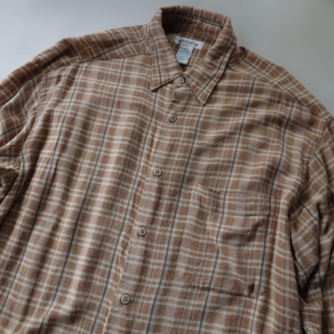 80s claibone rayon check shirts L