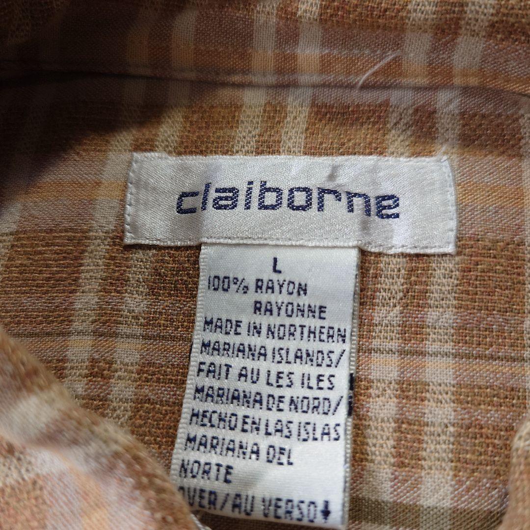80s claibone rayon check shirts L