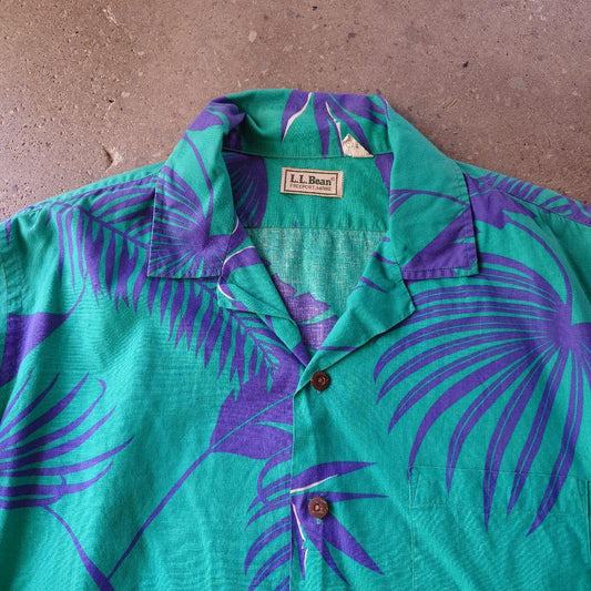 80s LLBEAN cotton ALOHA shirts L