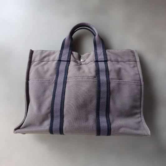 HERMES fourtoe MM canvas tote bag grey