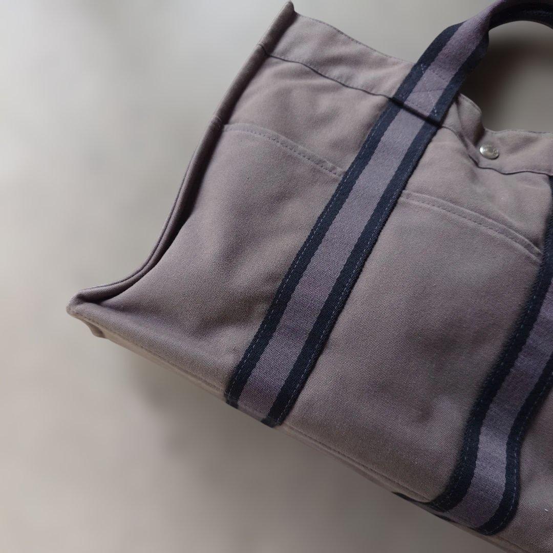 HERMES fourtoe MM canvas tote bag grey