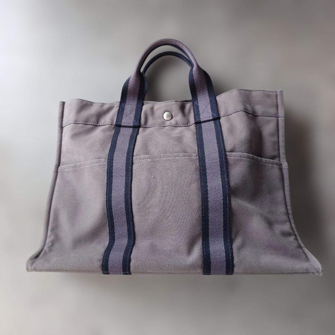 HERMES fourtoe MM canvas tote bag grey